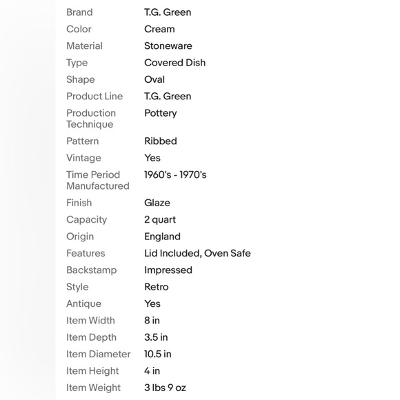 RareT .G. Green England Vintage Oval Casserole Stoneware w/Lid Retro Target Mark - Picture 8 of 8